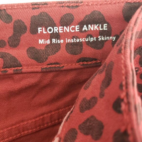 DL1961 Florence Ankle Jeans Size 27 Red Animal Print Stretch Waist Skinny Jeans - Picture 6 of 10